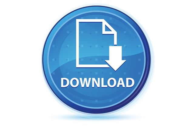 Runder Button mit Download-Aufschrift.